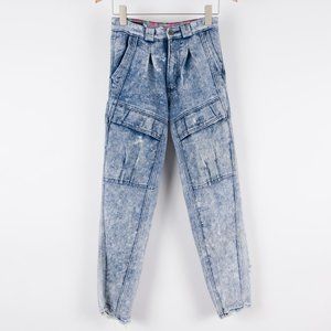 VTG Acid Wash Distressed High Rise Blue Jeans